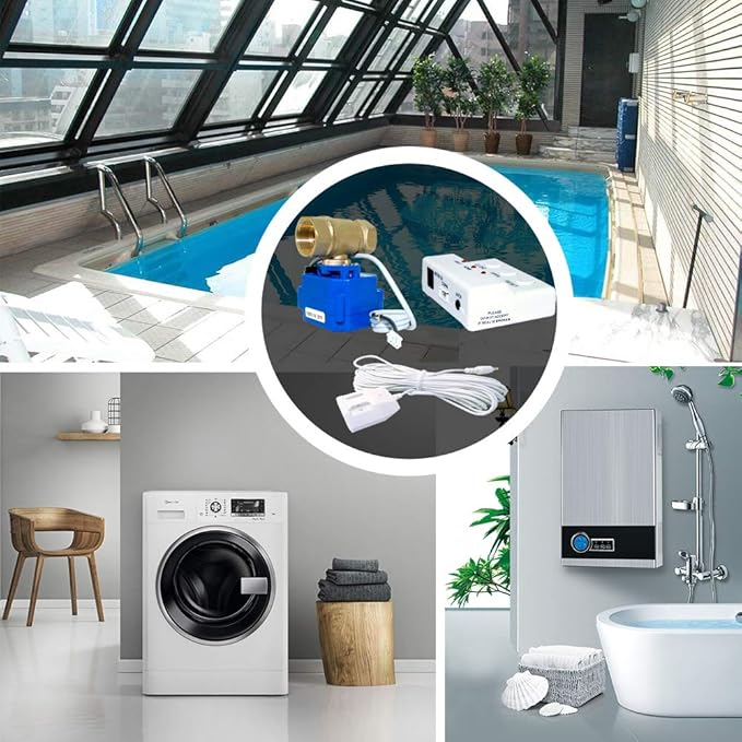 E-SDS Water Heater Leak Detector with Automatic Water Shut-Off, Sensors and Sounds Alarm, ,Automatic Water Leak Shut Off Valve System for Pipes 1/2in NPT for Laundry, Water Heaters and More