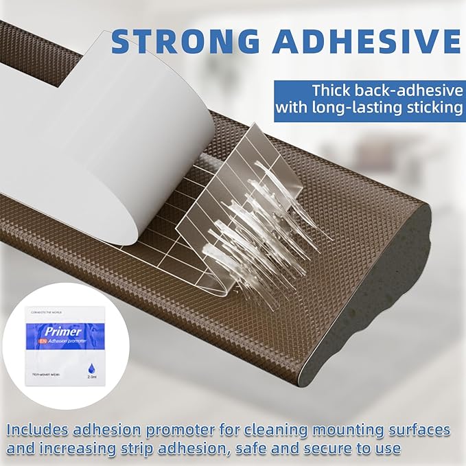 2 Pcs x196”Wedge Weather Stripping Door Seal Strip for Door Frame,Self-Adhesive Window Insulation Tape for Winter,Dark Foam Gap Filler for Light Noise Blocker Front Door Side Draft Stopper,Brown