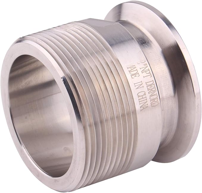 DERNORD 2'' Tri clamp Adapter to 2 inch MNPT Thread Ferrule Sanitary Pipe Fitting