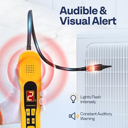 VIVOHOME HVAC Refrigerant Freon Leak Detector with LED Light, Battery Powered, AC Sniffer Leak Detector for R134a R410a R1234yf R454B R32 CFCs HCFCs HFCs HFOs HCs, Max Sensitivity up to 0.07oz./yr