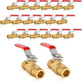20 PCs HeSun Compression Ball Valve, 1/2'' Compression Brass Full Port Shut-off Valve, 600 WOG (Water, Oil and Gas), Red(VALVE114-20)