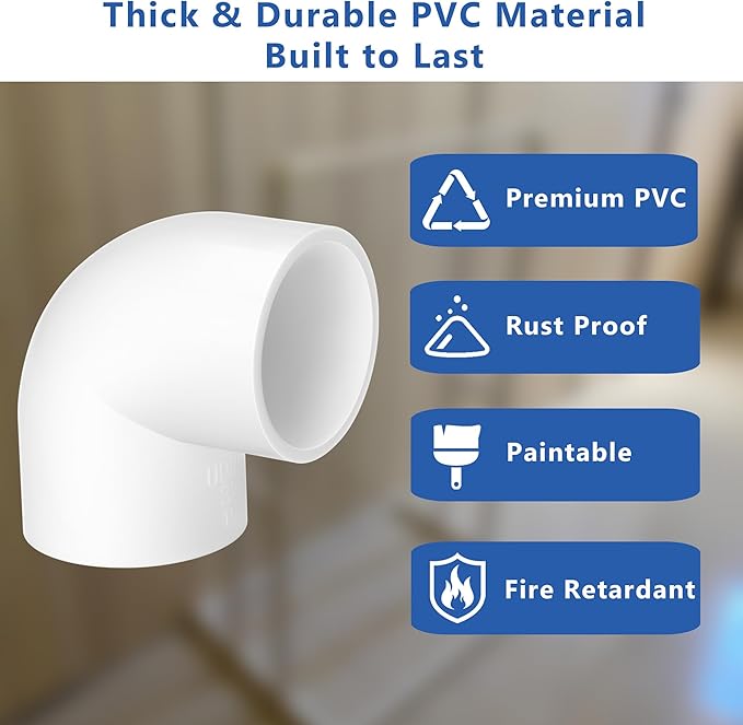 ZhiYo 1 inch PVC Fitting 90 Degree, 6-Pack Tee Elbow Connectors, Furniture-Grade SCH40 PVC Pipe Fittings for Greenhouse, Frames, Sheds, Pet Beds, Pet Enclosures, Hydroponic and Tent Structures