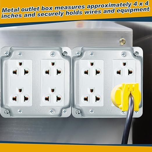 8 Set 4 × 4" Electrical Junction Box with Cover Electrical Metal Outlet Box, 21.0 Cu. in. Capacity Receptacle Exposed Work Cover, 1-1/2'' Deep (2 Gfci)
