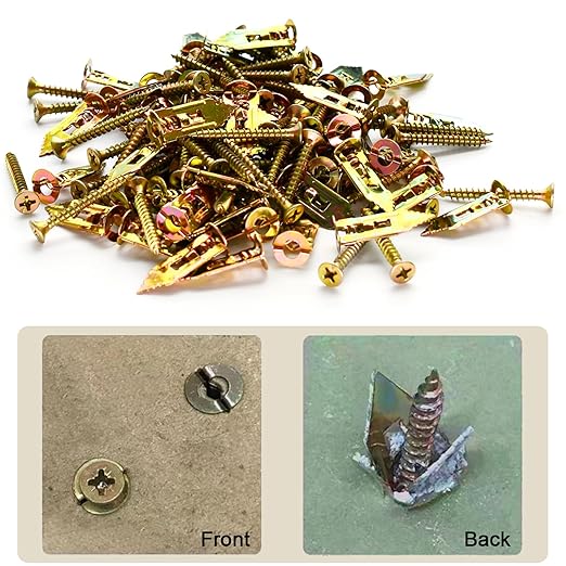 200 PCS Self Drilling Drywall Anchors with Screws, Upgraded Zinc Plated Steel Self Drilling Anchors, Easy Application No Drilling Required (100 pcs Steel Anchors and 100 pcs zinc Screws)