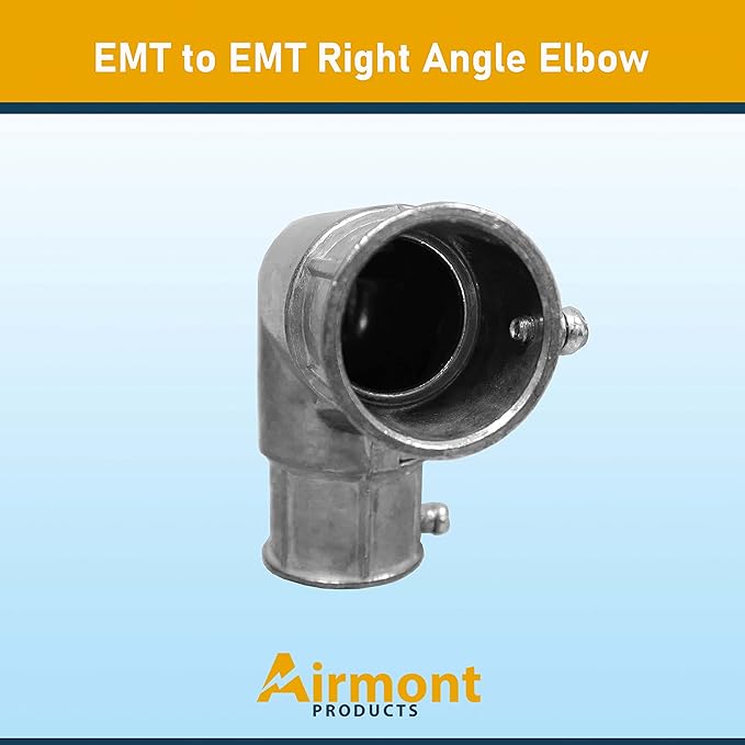 AP-10822 EMT to EMT Conduit Inside Pulling Elbow, 3/4 inch, Right Angle Conduit Bend Connector, Combo Head Set Screw, Zinc Die Cast, Pulling Elbow