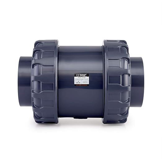 HYDROSEAL Sharkfellow 4’’ PVC True Union Ball Check Valve with Full Port, ASTM F1970, with EPDM Seals, Corrosion-Free, Service Free, Rated at 200 PSI @73F, Gray, 4 inch Socket (4'')