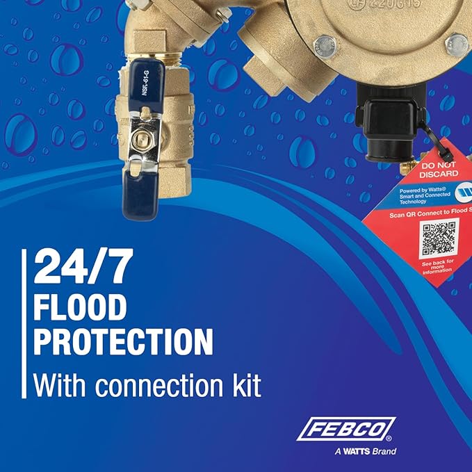 Febco 825Y Series 1-1/4" Bronze Reduced Pressure Zone Backflow Preventer Assembly, Quarter Turn Shutoff, NPT End Connections, Y Pattern, Flood Sensor with SentryPlus Alert Technology for Relief Valve
