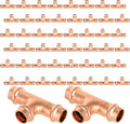 50-Pack GUOFIS Copper Press Tee,1/2" x 1/2"x 1/2" Tee Fittings for Copper Tube Connection with Stop(PRESS009-50Pack)