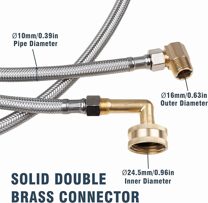 Universal Dishwasher Installation Kit, 6 FT Dishwasher Supply Line, 3/8 Inch Compression x 3/4 Inch FHT Elbow, Stainless Steel Braided Dishwasher Installation Connector, 41015 (6 FT)