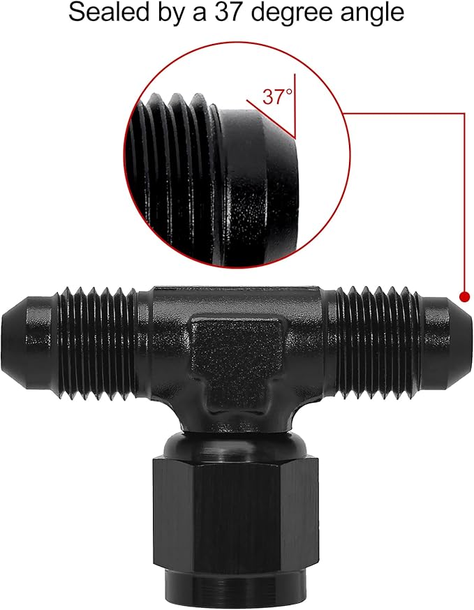 EVIL ENERGY 4AN Male Tee Fitting Adapter with AN4 Female Swivel on Side Black