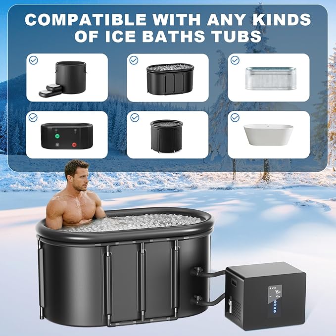 1/3HP Cold Plunge Chiller with Built-in Pump & Filter, 110V Smart LED Touchscreen Ice Bath Water Chiller for Cold Plunge Tub, Ideal for Cold Therapy Recovery at Home or Gym