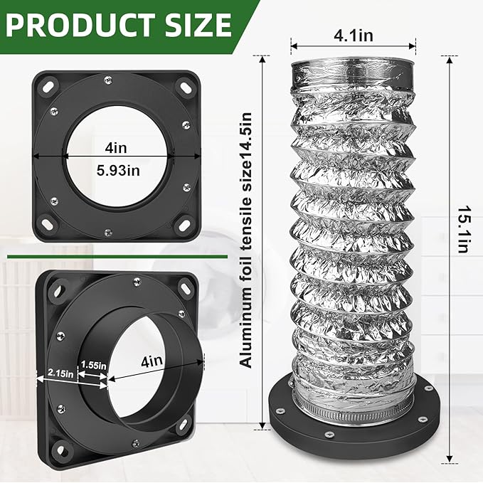 Magnetic Dryer Vent Coupling-Quick Connection and Disconnection Strong Magnet Self-Alignment Design Quick-Installation Dryer Magnetic Vent Connector Airtight Seal Dryer Vent Connector Kit (Space Gray)