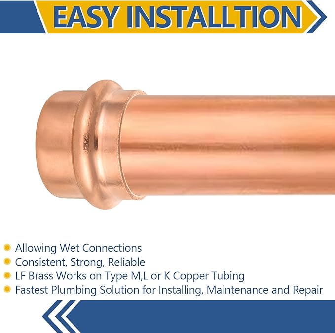 50-Pack GUOFIS Copper Press End Cap, 1" x 1" Plug Fittings for Copper Tube Connection with Stop(PRESS021-50Pack)