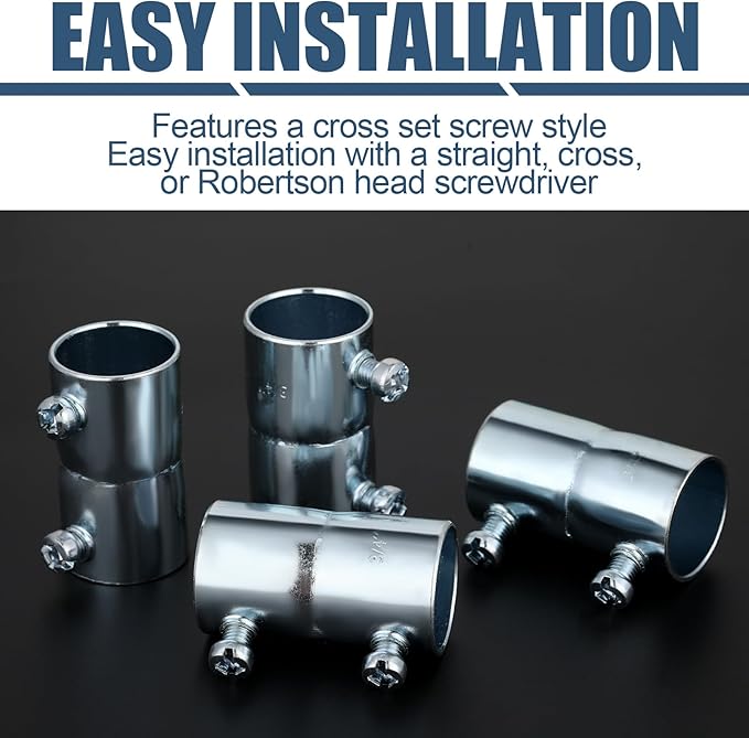 Gisafai 10 Pc 3/4 EMT Coupling Conduit Fittings Screw Coupling for 3/4 Inch Electrical Fittings Galvanized Steel EMT Conduit Screw Connector