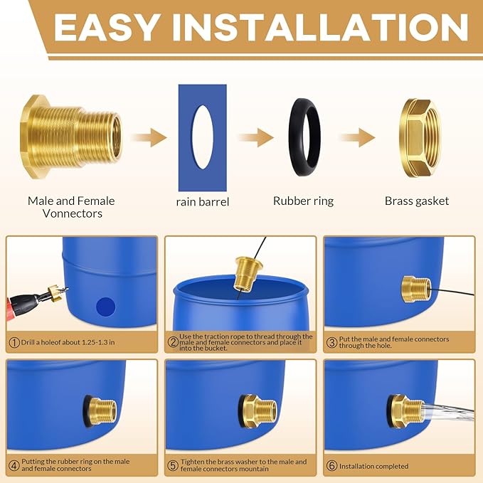 2 Pack 1/2" Female NPT and 3/4" Male GHT (Garden Hose Threaded) Solid Brass Water Tank Connector, Bulkhead Fitting With Thickened rubber ring