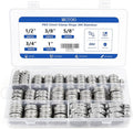 Pex Crimp Rings 150Pcs PEX Clamps 3/8" 1/2" 3/4" 5/8" 1" Single Ear Hose Clamps 304 Stainless Steel Pex Fittings Cinch Clamp Ring for PEX Pipe Tubing