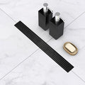 Linear Shower Drain 28 Inch Rectangular, SUS-304 Stainless Steel Black Shower Drain, 51L/Min Fast Drainage Floor Linear Drain, US Standard CUPC Certified, Matte Black, SD-112-28B