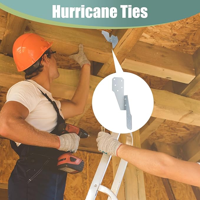 30 Pack Hurricane Straps Brackets, Heavy Duty Hurricane Ties with Black Powder-Coated, Hurricane Straps Trusses/Rafters Ties Brackets Joist Hangers for Wood, Shed, Roof