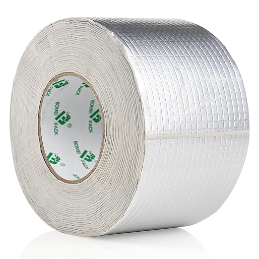 BOMEI PACK Leak Repair Butyl Tape 4”W x 33’L, Aluminum Foil Waterproof Sealing Tape for Roof Flashing, Patching and Gutter, Boat, Duct, RV, Awning
