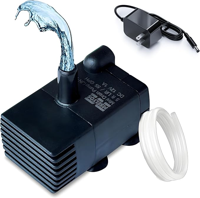Automatic Small Sump Pump with Water Sensor, 5 FT Lift 55 GPH 115V/230V Mini Condensate Pump with Float Switch, Water Removal for Dehumidifier, Air Conditioner, Ice Maker, Basement, Auto On Off