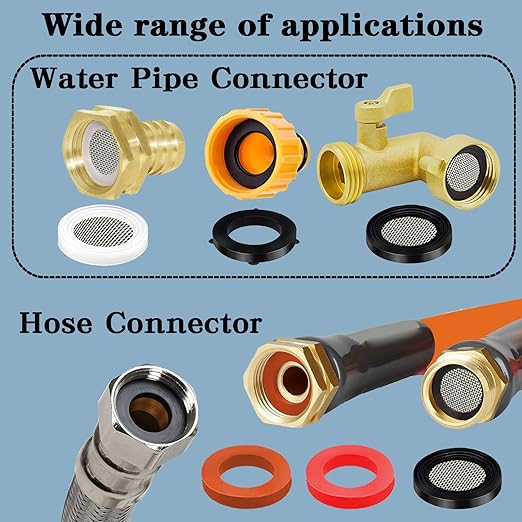129 PCS Garden Hose Washers Shower Head Gaskets with Screen Filter,Silicone Rubber Washer for 3/4,1/2 Inch Water Fittings Plumbing Shower Hose Splitter Washing Machine Rv Faucet