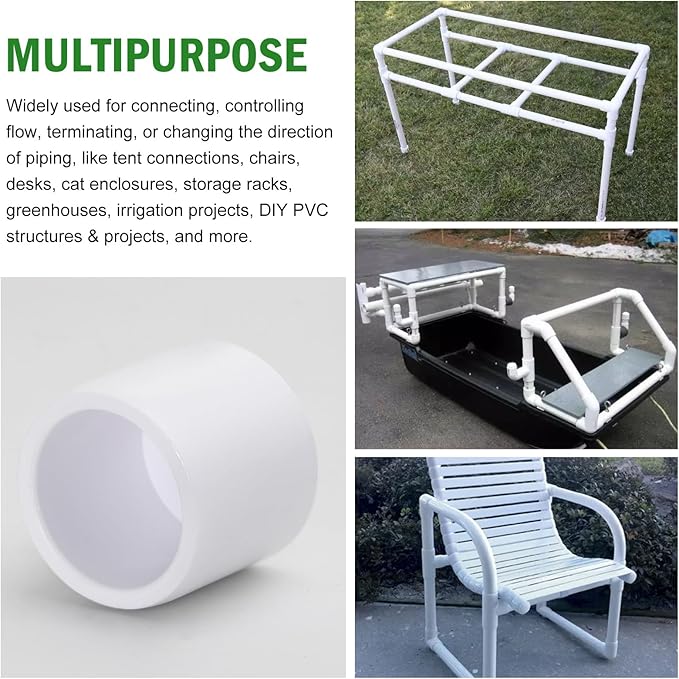 SCH40 PVC Cap 1/2 Inch - Fit Standard 1/2" SCH40 PVC Pipes (OD Approx. 0.84"), Zernmiarder Furniture Grade Pipe Caps, White Pipe Cover Fittings for Plumbing, DIY, Garden & Furniture - 12 Pcs