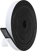 Weather Stripping Door Seal Strip- 1 Inch X 1/4 Inch X 16Feet, Strong Adhesive, Lightproof, Soundproof, Weatherproof Foam Tape Insulation for Sliding Door, Front Door Frame, Windows- Black
