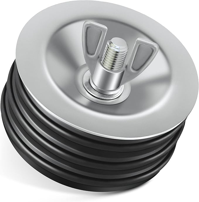 Dreyoo 1 Pcs 3 Inch End of Pipe Gripper Mechanical Plug, Steel Drain Pipe Cover with Galvanized Screw and Wing Nut for Outdoor Sewer Cleanout Drain
