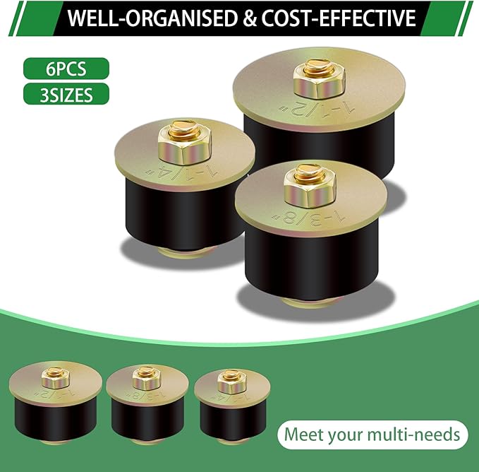 6pcs Expandable Freeze Rubber Plugs, 3 Sizes Automotive Rubber Expansion Freeze Plugs Fit Hole 1-1/4" 1-3/8" 1-1/2" (31mm - 41mm)