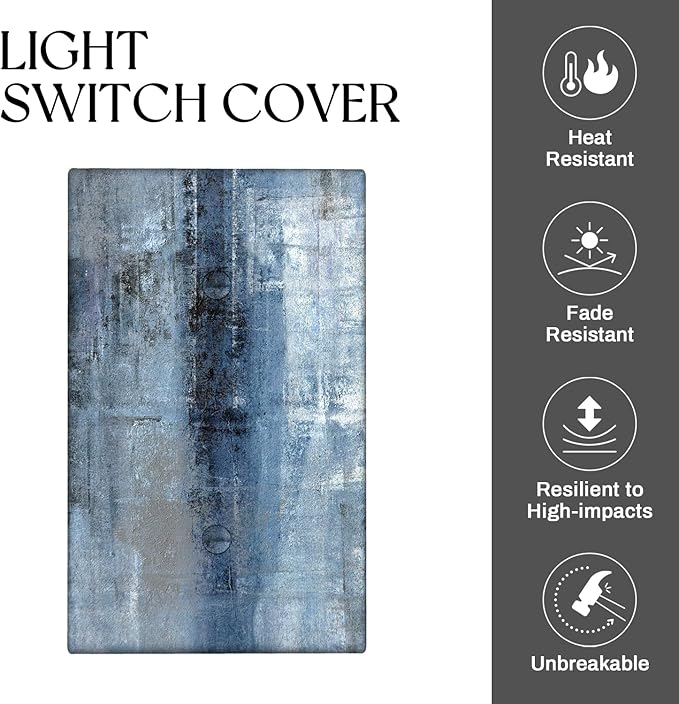Blue Grey Switch Plate Cover 1Gang Light Switch Cover Modern Abstract Art wall plate Decortive Light Switch Cover WallPlates for Home Kitchen Decor