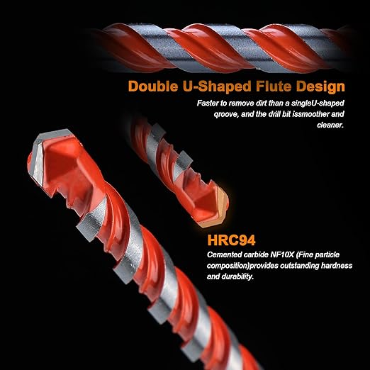 Concrete Carbide Drill Bits Hex Shank Masonry Cement Tile Drill Bit Set for Glass/Brick/Plastic/Cement/Tile 3/16" (10PCS)