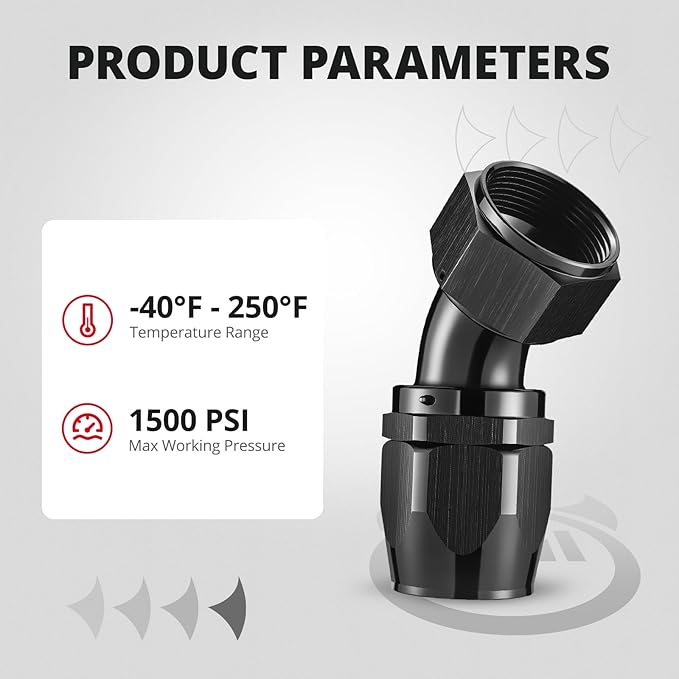 EVIL ENERGY 20AN Hose End Fitting 45 Degree Swivel for CPE Braided Hose Black 2PCS