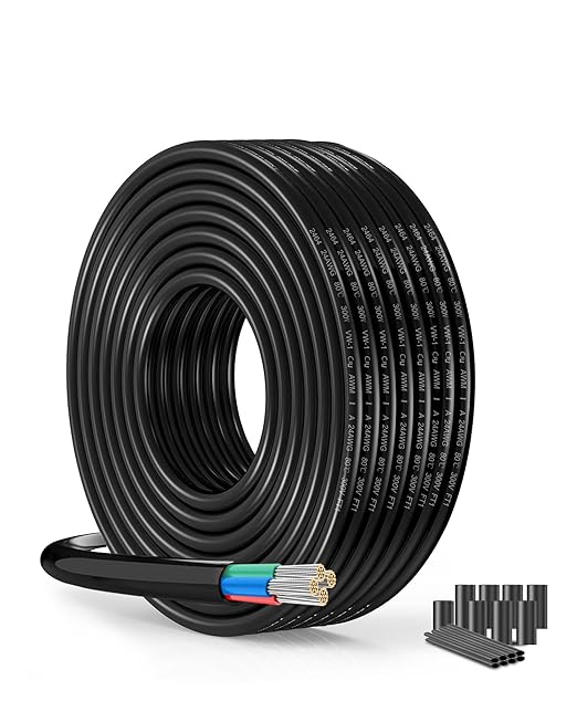 24/4 Gauge 0.2mm² Tinned Copper Wire - 49.21Foot UL2464 Approved 2-Conductor Extension Cable with Oxygen-Free Stranding | Ideal for Automotive LED Installation