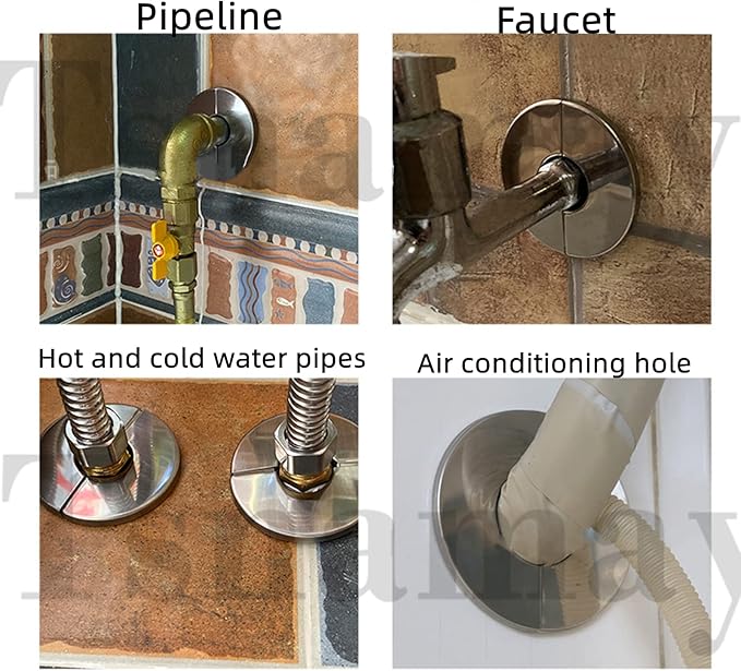 Wall Split Flange, Stainless Steel Round Escutcheon Plate for 3.18"/81mm Diameter Pipe, Pack of 2