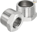 PATIKIL 304 Stainless Steel Reducer Hex Bushing 2 Pcs, 1" BSPT Male to 1/2" BSPT Female Pipe Reducing Adapter Fitting Connector for Water Gas Hydraulic Pipes Shower Hose, Silver