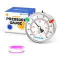 MEANLIN MEASURE -30inHG~30Psi Vacuum Pressure Gauge 316 Stainless Steel Joint 1/4" NPT 2.5" FACE DIAL, Stainless Steel Liquid Filled Pressure Gauge WOG Water Oil Air Back Mount, 2PCS Snaps