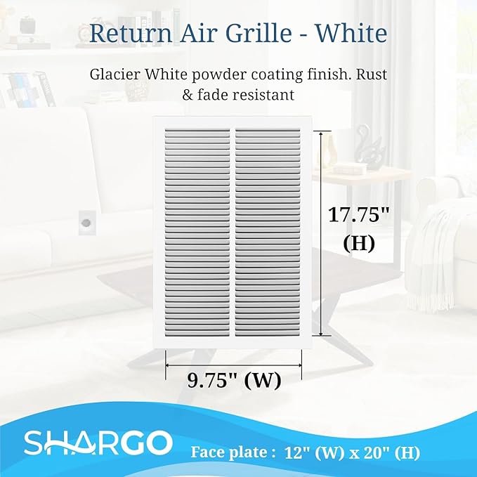 10 x 18 Inch Return Air Vent Cover, Solid Steel HVAC Grille for Wall or Ceiling, White Duct Opening, Durable Return Air Vent Cover, Airflow Ventilation Grille for Home or Office