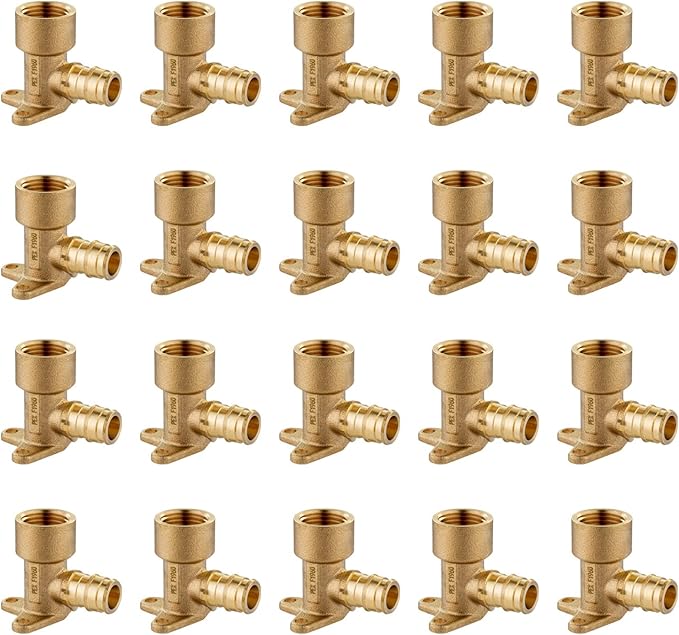 (Pack of 20) EFIELD Pex A Expansion Brass Fitting 1/2"x 1/2" Female NPT Drop-ear Elbow ONLY For Pex-A Tubing Connection, ASTM F1960,(PEX1960116-20PCS)