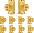 10-PCs HeSun Brass Pipe Fitting, 1/8" x 1/8" x 1/8" NPT Female Thread Tee
