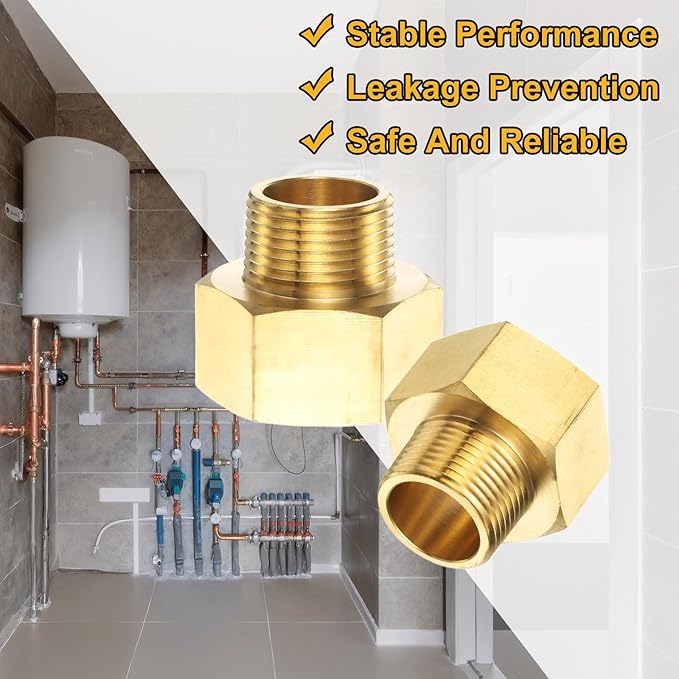 PATIKIL Brass Pipe Fitting, 1Pcs 3/4" NPT Male to 1" NPT Female Pipe Reducer Adapter Extension Connectors Brass Fittings for Water Gas Refrigeration