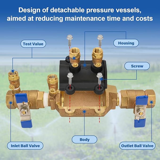 34-350 3/4" 350 Double Check Backflow Preventer,3/4 double check valve backflow preventer,Double Check Valve Assembly,Modular Design, Prevent Backpressure and Backsiphonage