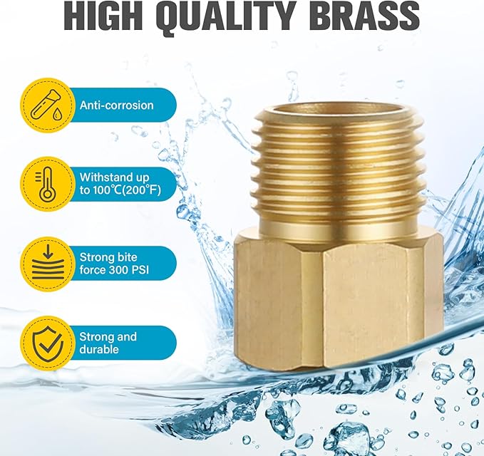 [2-Pack] APLWY 1/2" Female NPT x 1/2" Male NPT Brass Pipe Fitting Reducer Adapter (1/2"M x 1/2"F)