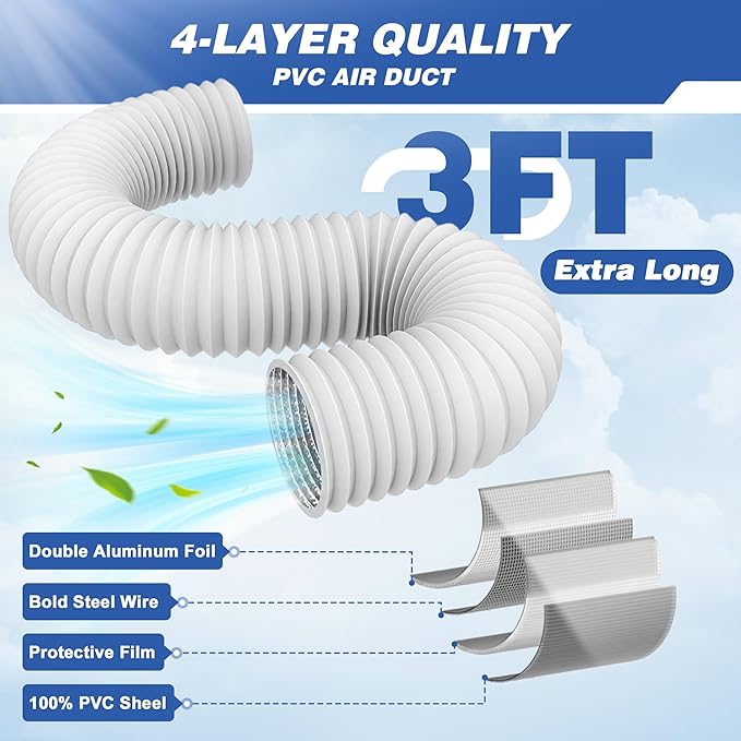 Magnetic Dryer Vent Connector, DV180 Airtight Seal Dryer Vent Coupling Kit with 4" 3.3ft Duct, Easy to Clean