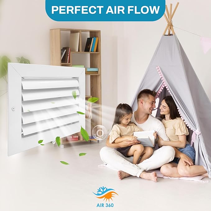Aluminum 8 x 6 in (Duct Opening) 1-Way Air Duct Register Vent Cover for Ceiling and Wall - Modern HVAC Louver Vent Cover Adjustable – Durable Rustproof Wall Grille – Overall Size: 9-5/8 x 7-5/8 Inch