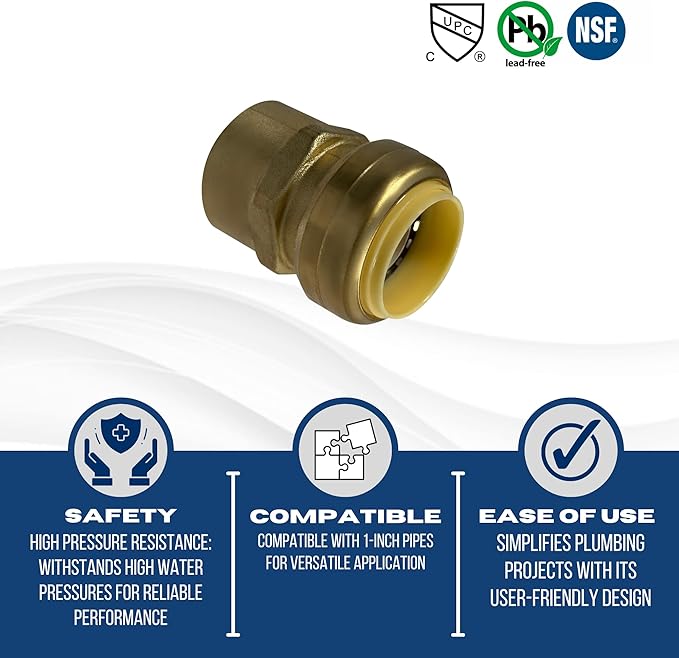XFITTING Push Fit 1 Inch x 1 Inch Female Adapter, Push Fit Female Adapter, 27-1-7=5XX, 5 Pieces