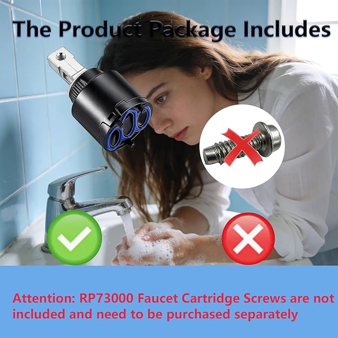 RP73000 Sink Faucet Cartridge Compatible with Delta Plumbing Replacement Parts, Faucet Cartridges Valve Repair Kit