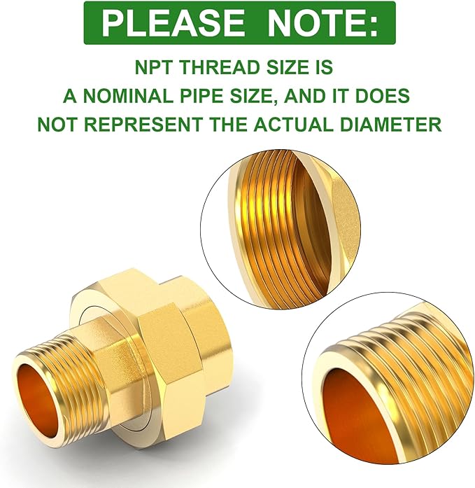 TAISHER 1PCS Brass Union，1" NPT Male x 1" NPT Female Brass Pipe Fitting
