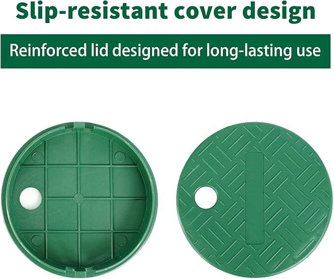 14 Sets PP Valve Boxes 6 in Anti Slip Sprinkler Valve Box Plastic Round Green and Black Irrigation Water Meter Box for Outdoor Yard Garden Farm Lawn Grassland Ground