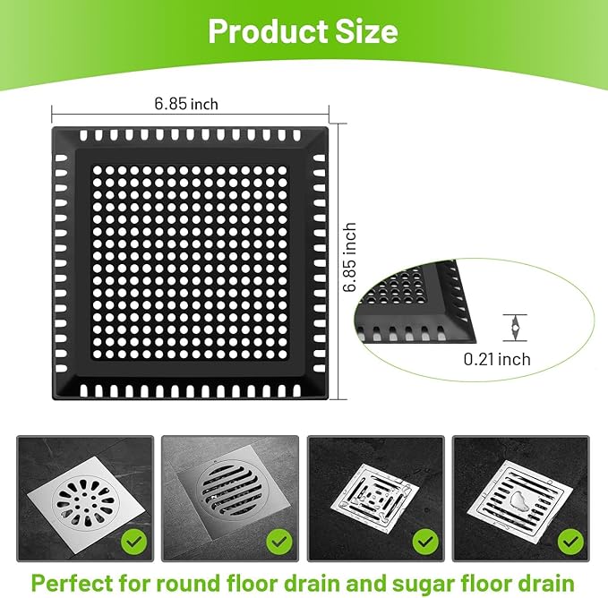 Shower Drain Cover Shower Drain Hair Catcher Strainer for Bathroom Floor,Durable Square Shower Hair Drain Catcher to Keep Away from Clogged Drain-No Rust!