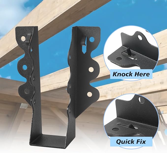 24 Pcs 2"x 6" Joist Hanger,Q235B Steel Face Mount Joist Hangers,Black Powder Coated Hurricane Ties for Rafter, Rafter Brackets for Floor, Deck and Ceiling Joists